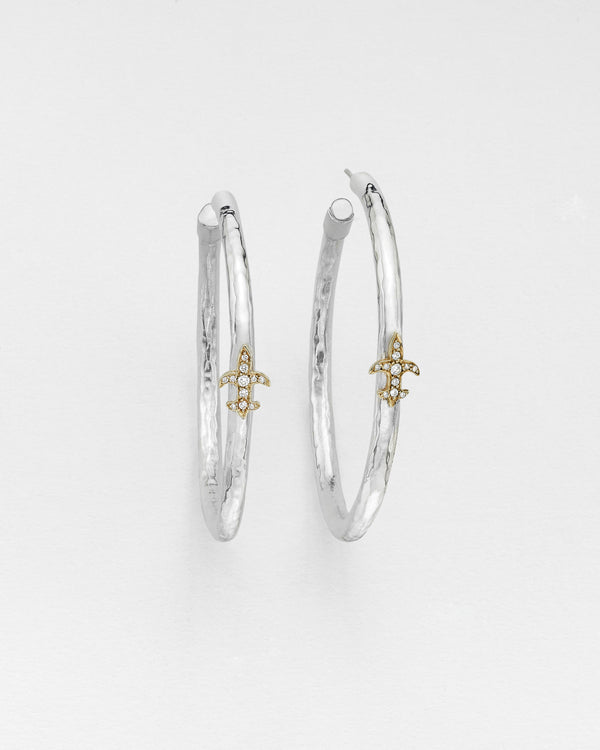 Hula Hammered Fleur De Lis Earrings