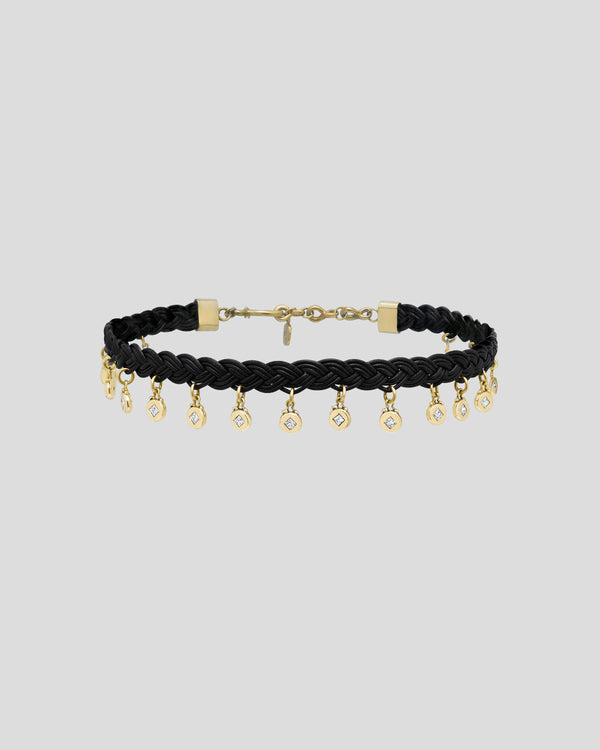 Braided Black Butter Medallion Choker