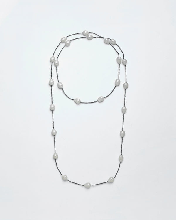 Strung Out South Sea & Charcoal Diamond Long Necklace