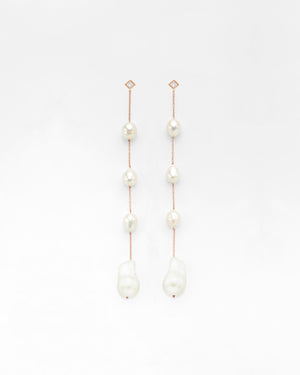 Shoulder Duster Diamond Post Quad Pearl Earrings