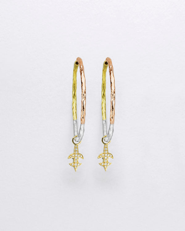 Hula Tri-Color Fleur de Lis Charm Earrings