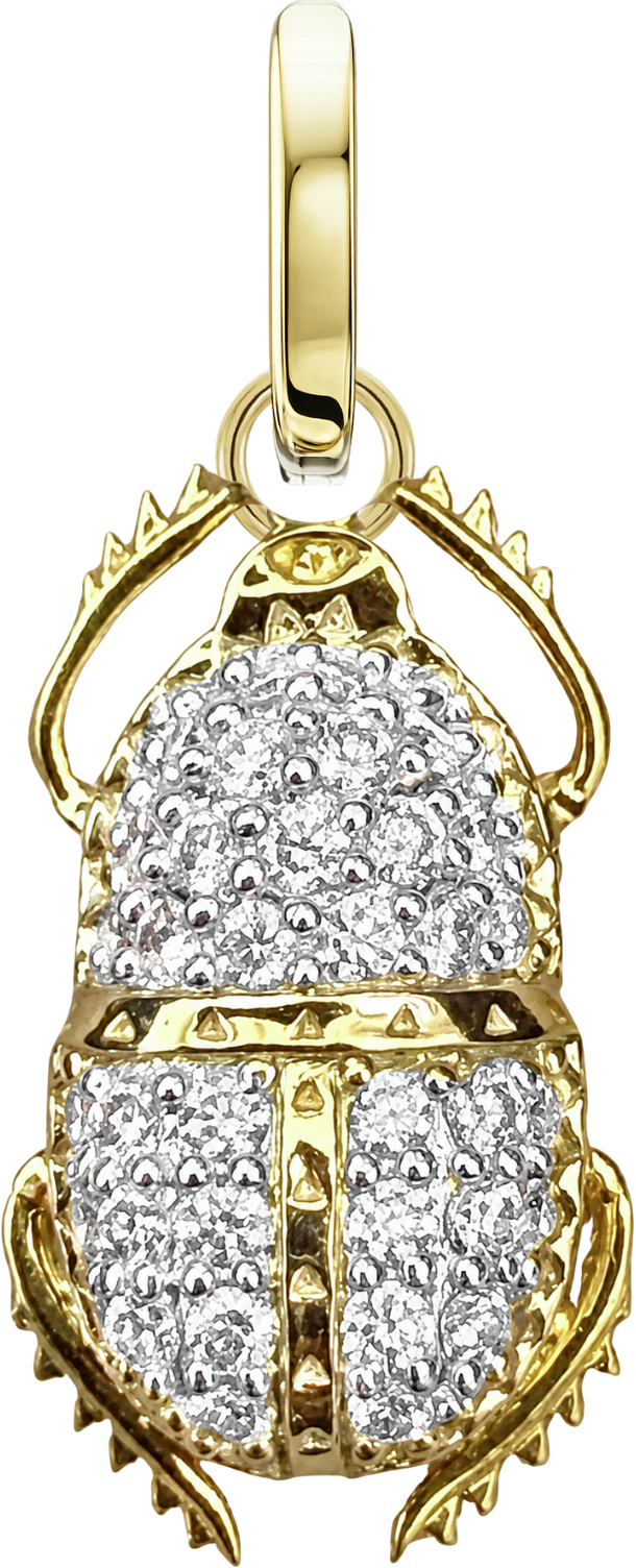 Pharos Scarab Charm in yellow gold with pavé diamonds