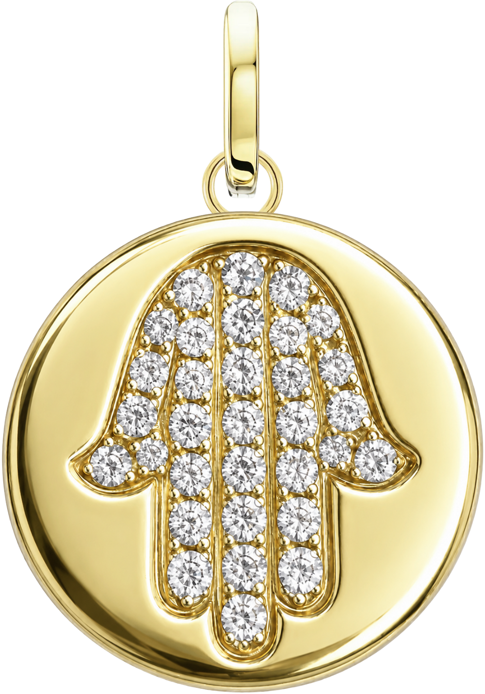 Classic Hamsa Medallion in yellow gold with pavé diamonds