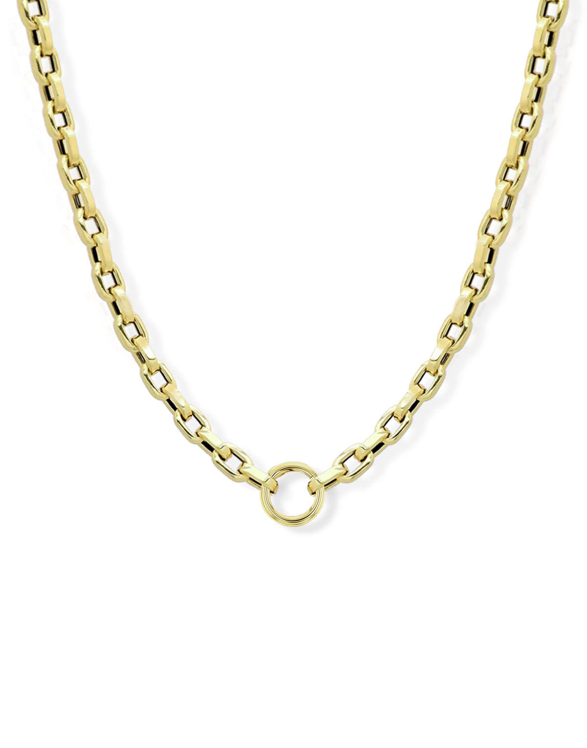 Jumbo box chain necklace in solid yellow gold