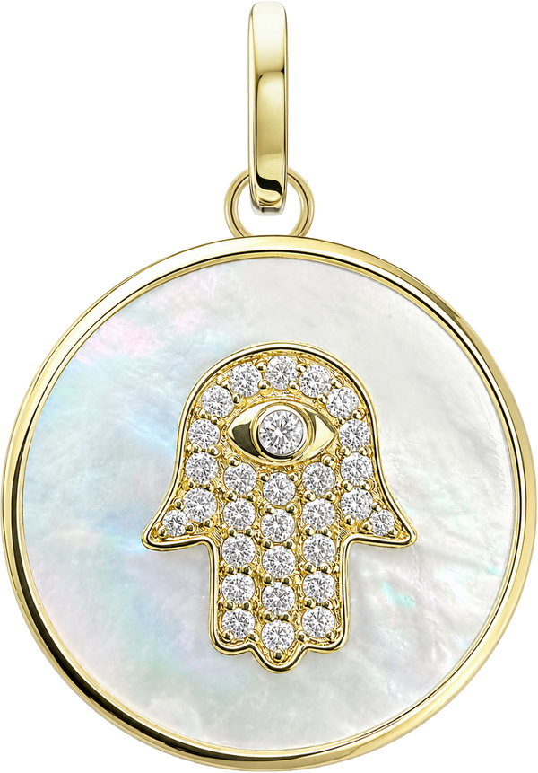 Iridescent Mother-of-Pearl Hamsa Medallion