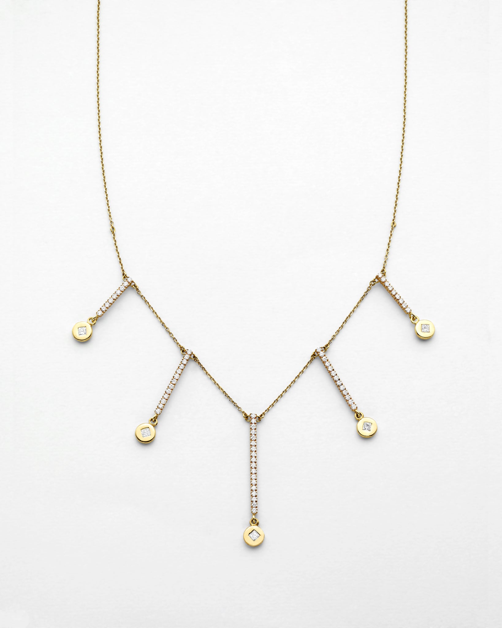 Medallion Diamond T-Drop Necklace