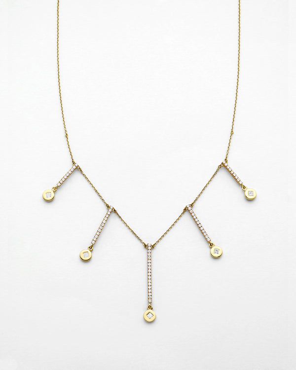 Medallion Diamond T-Drop Necklace