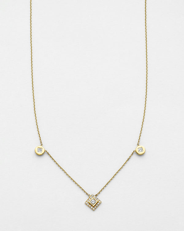 Chain Reaction Medallion and Princess Pave Necklace