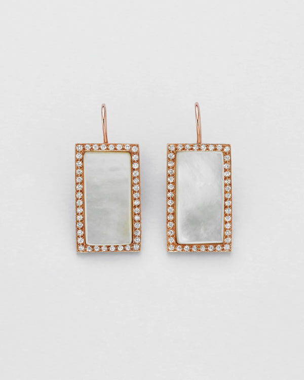 Diamond Encompassed Mother of Pearl Earrings