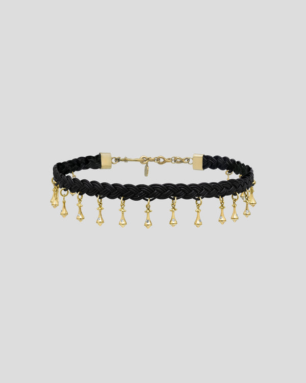 Braided Black Butter Pendulum Bell Choker