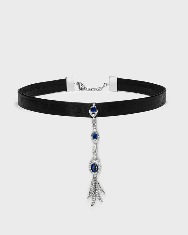 Black Butter Sapphire Leaf Choker