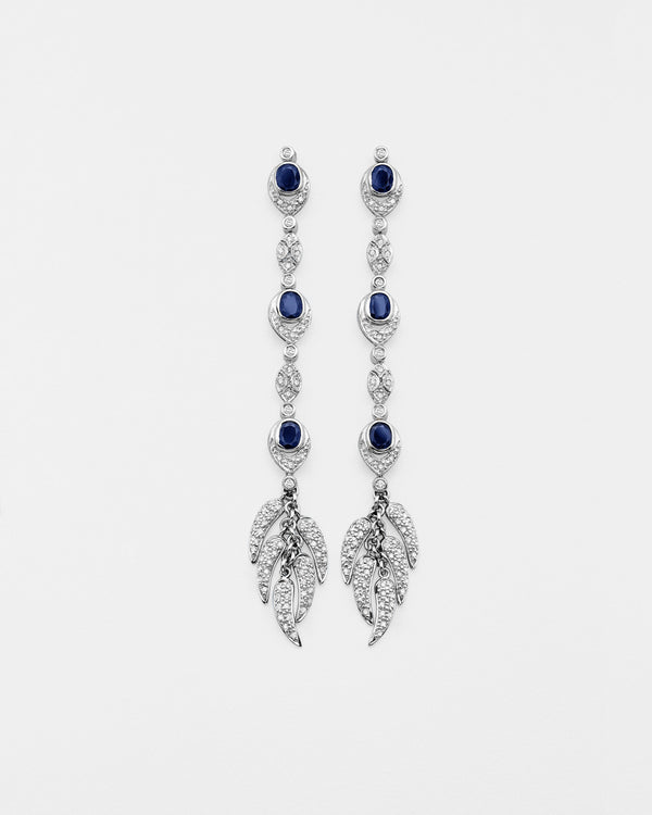 Sapphire Leaf Earrings