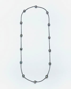 Strung Out Tahitian & Charcoal Diamond Necklace