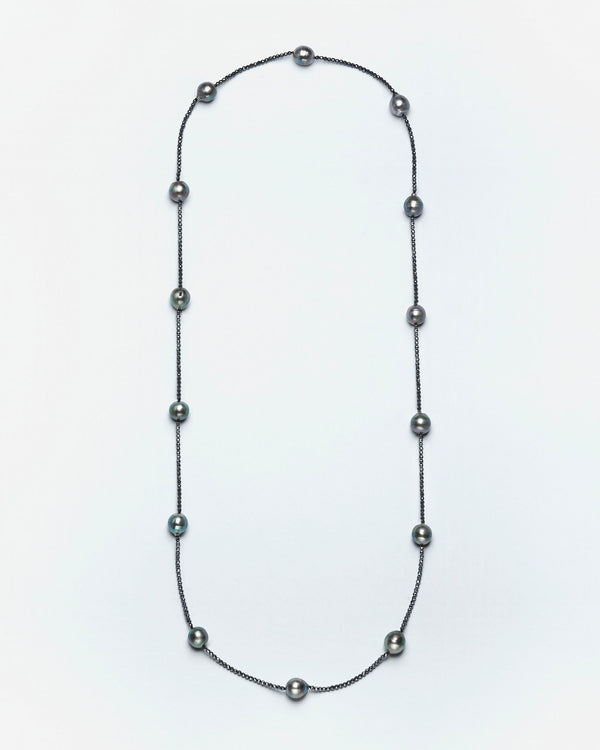 Strung Out Tahitian & Charcoal Diamond Necklace