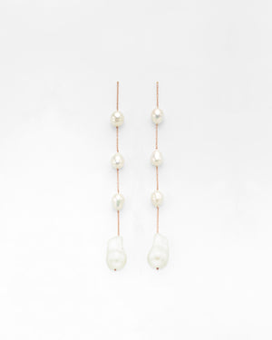 Shoulder Duster Pearl Chain Quad Earrings