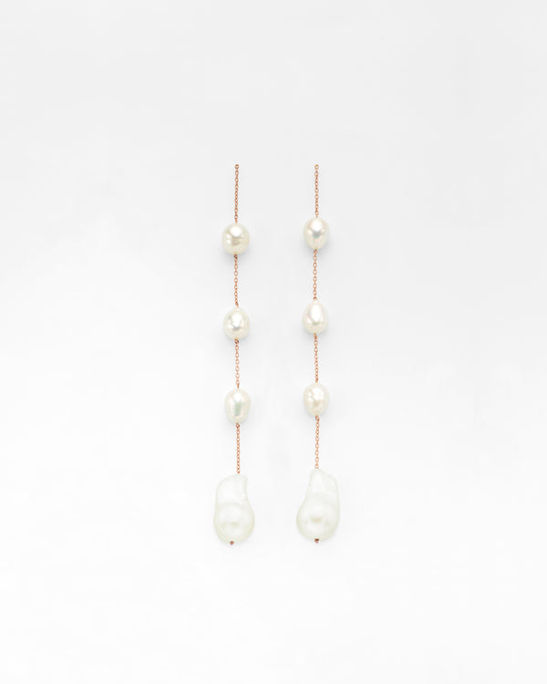 Shoulder Duster Pearl Chain Quad Earrings
