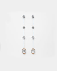 Diamond Encrusted Shoulder Duster Pearl Earrings