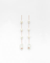 Shoulder Duster Clover Inlay Quad Pearl Earrings