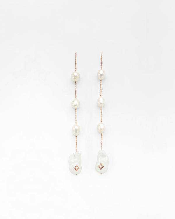 Shoulder Duster Clover Inlay Quad Pearl Earrings