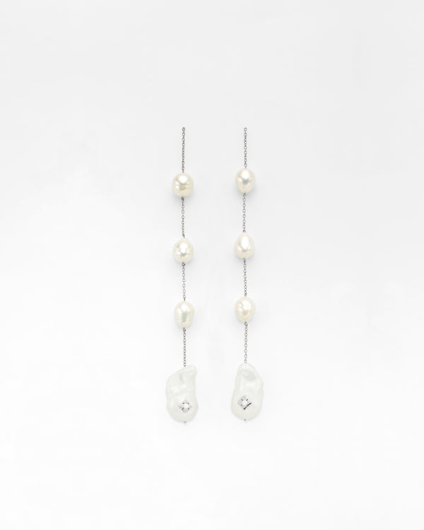 Shoulder Duster Clover Inlay Quad Pearl Earrings