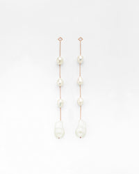 Shoulder Duster Diamond Post Quad Pearl Earrings