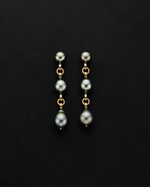 Ball and Chain Pearl Earrings