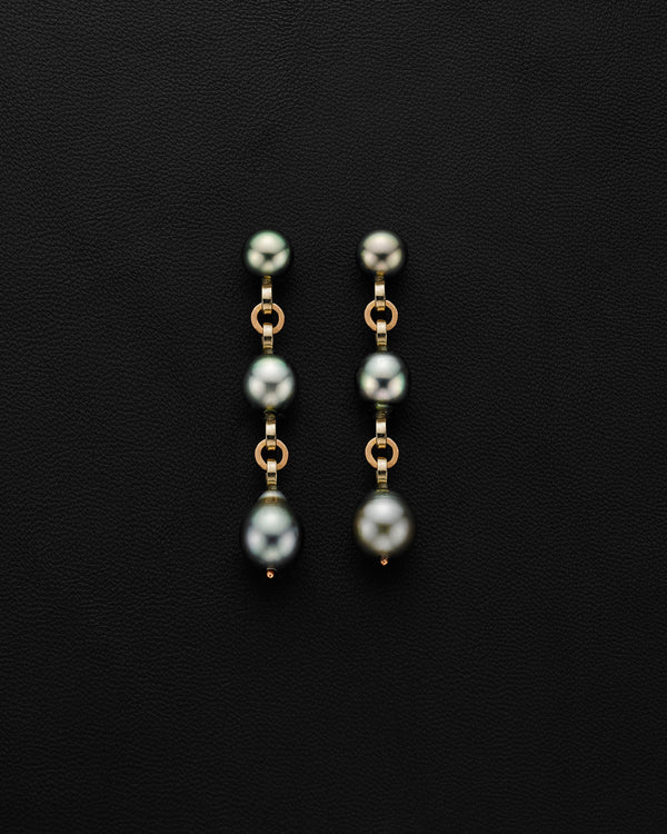 Ball and Chain Pearl Earrings