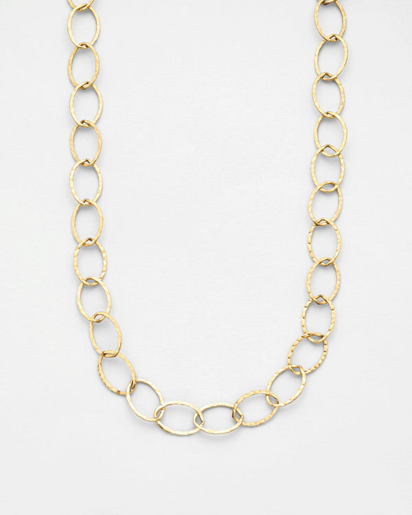 Circle Softly Hammered Chain Necklace