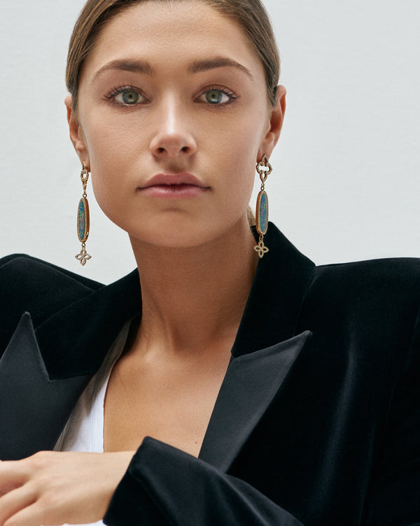 La Crème Opal Oval Earrings