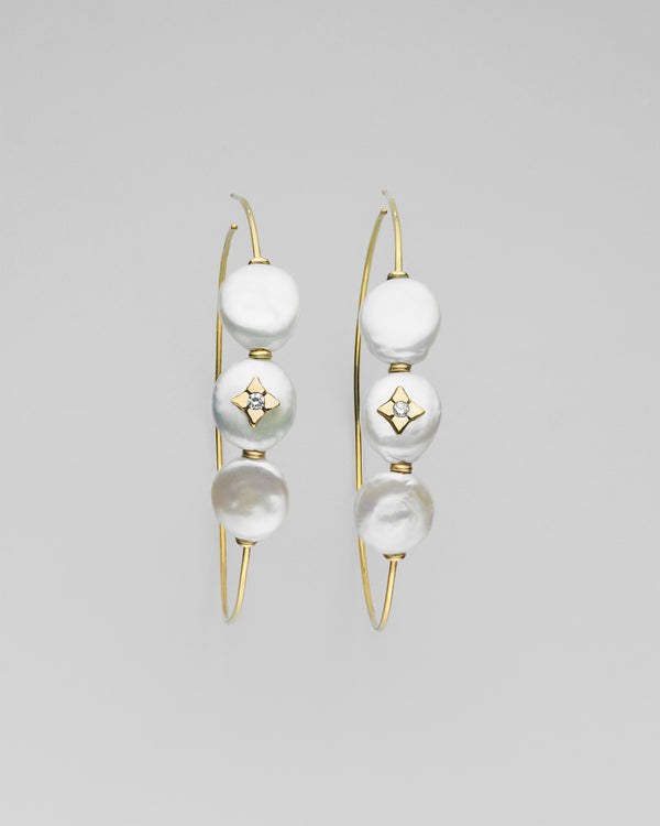 Trio Pearl Coin Hula Earrings