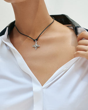 Black Butter Clover Croix Necklace