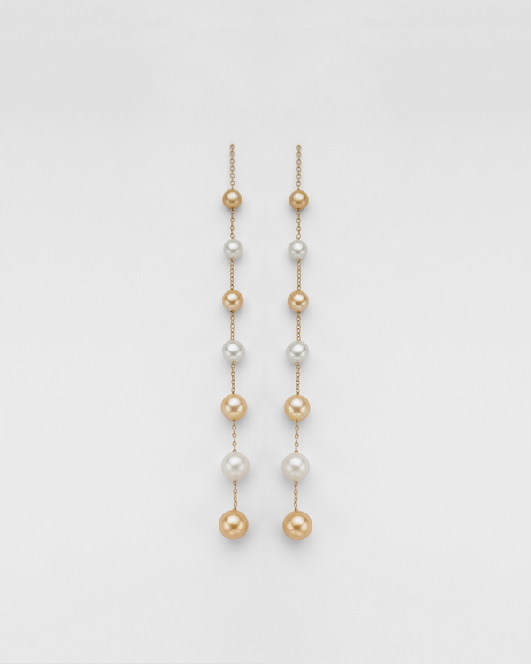 GOLDEN IVORY PEARL SHOULDER DUSTER EARRINGS