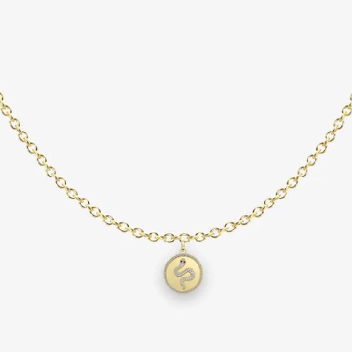 The Serpent: Circle chain, Petite, 14K yellow, Serpent Halo Medallion