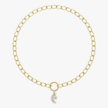 Oval bracelet, Magic Middle: Starlit Crescent Charm